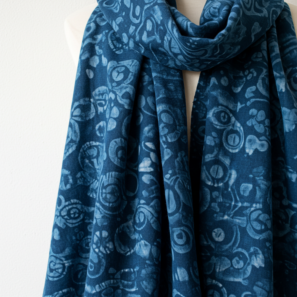 草木染圍巾–山霧靛